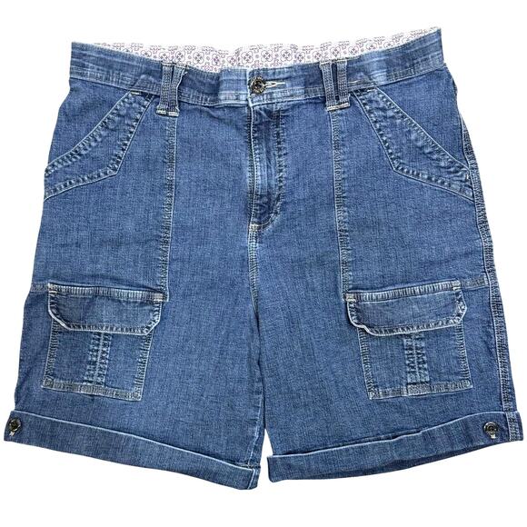 Vintage Y2K Lee M Cargo‎ Denim Shorts Outdoor Camp Retro Pockets Summer Spring - Picture 1 of 8